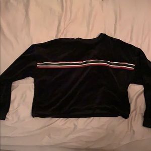 Black velvet crew neck sweater